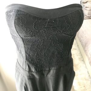 Bebe Strapless Black Jumpsuit with embroidery detail |  Size 4